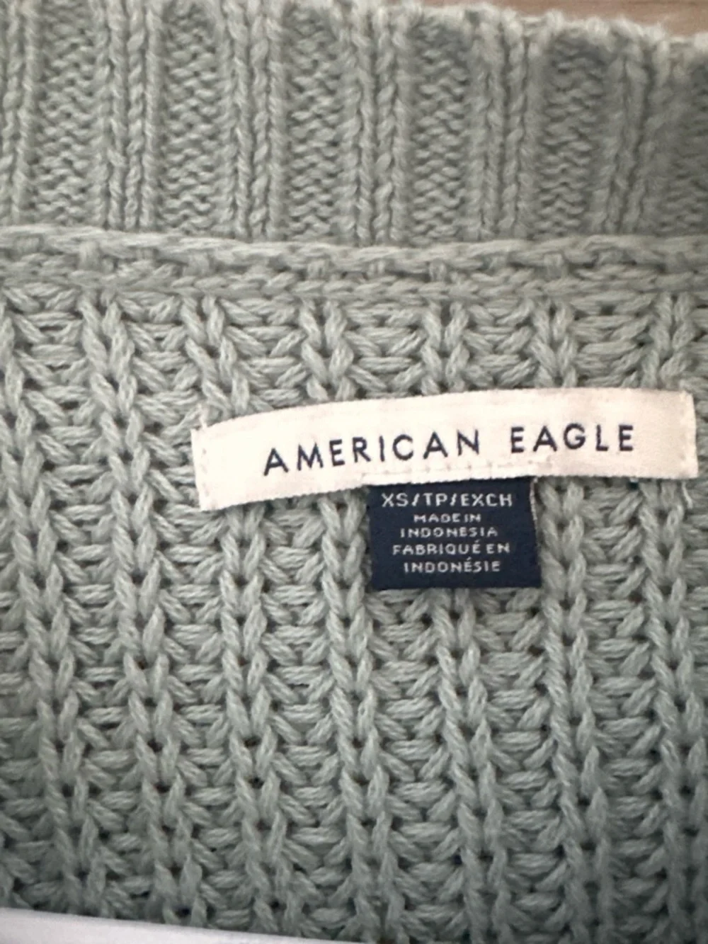 American Eagle Outfitters Light Mint Green Chunky Knit Sweater